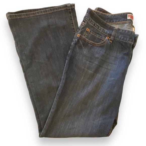 GAP Curvy Flare Jeans Flap Pockets Size 12A Dark Blue Wash - Picture 3 of 5